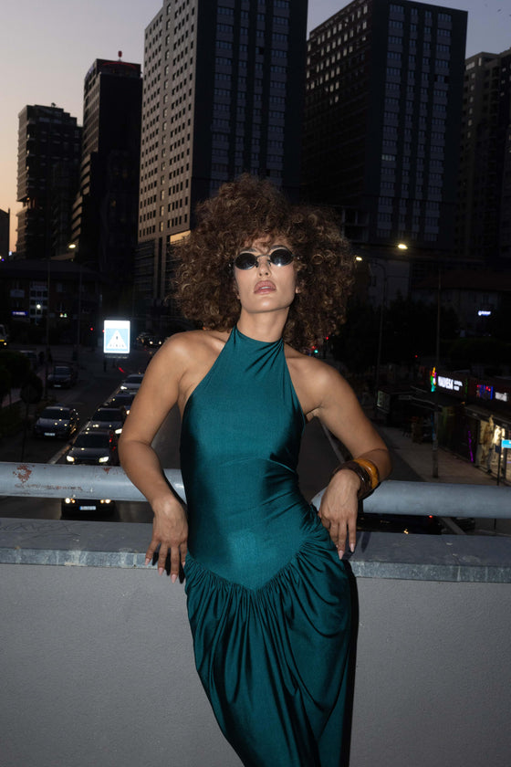 Emerald v cut dress