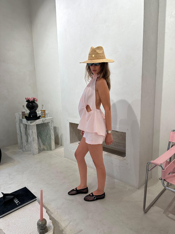 Cut out linen short set