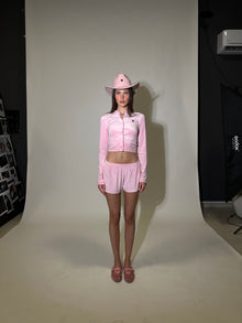 Short cardigan baby pink set