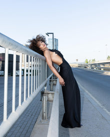 Black silk backless dress