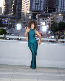 Emerald v cut dress
