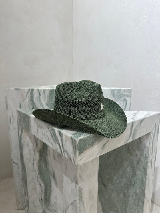 New khaki cowboy straw hat