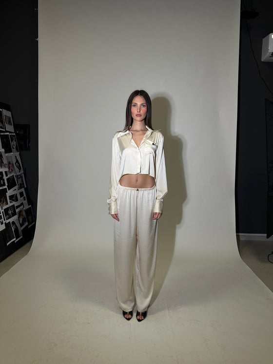 Star logo Cream silk set