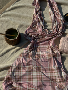 Check print monogram dress
