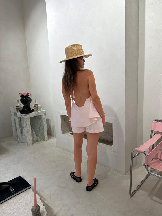 Cut out linen short set