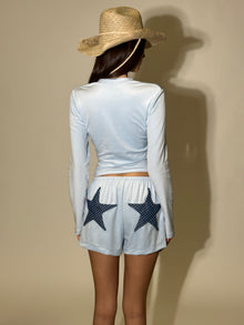 Short cardigan baby blue set