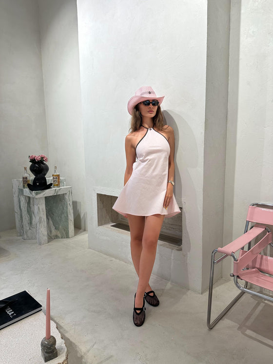 Pink linen star dress