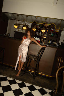 Pink silk fringe dress