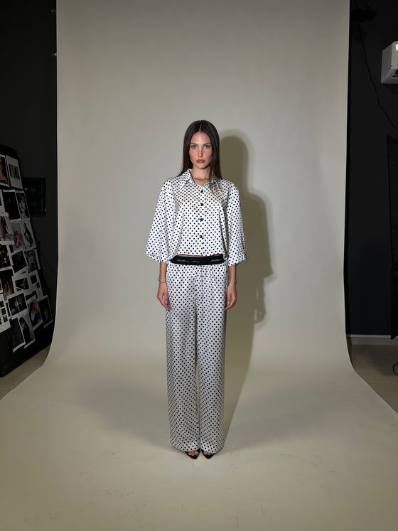 Polka dot silk set