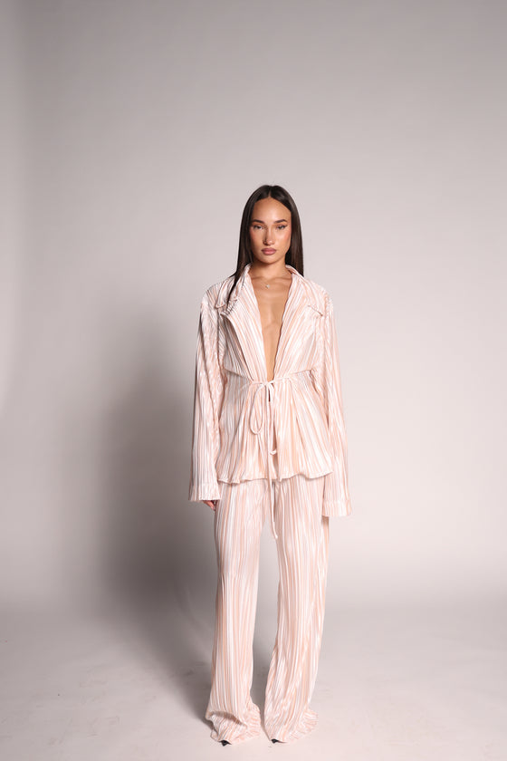 Pleated silk set