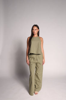 Belgian linen backless pant set