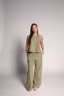 Belgian linen backless pant set