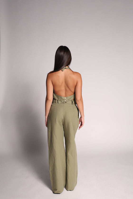 Belgian linen backless pant set