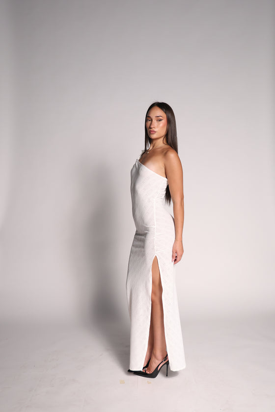 White one shoulder beach dress