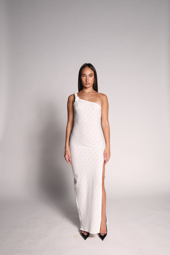 White one shoulder beach dress